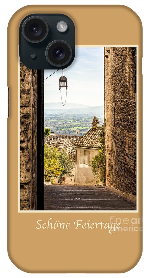 German iPhone Case featuring the photograph Schone Feiertage with Valley Outside Assisi by Prints of Italy