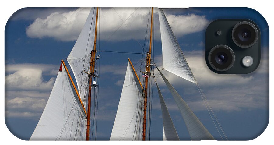 Sails And Clouds iPhone Case featuring the photograph Schooner Germania Nova Sails by Dustin K Ryan