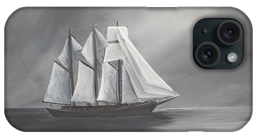 Sailing Ship iPhone Case featuring the painting Schooner Moon by Virginia Coyle