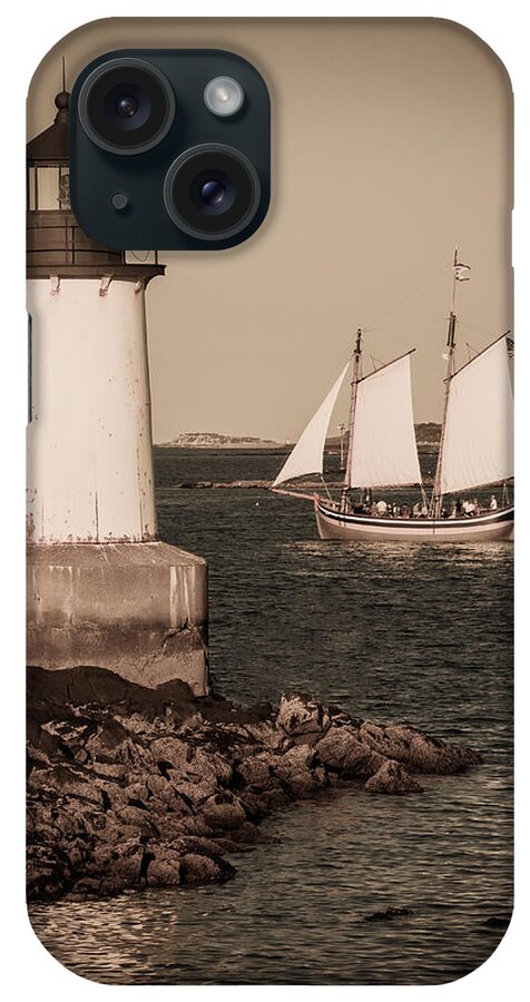Salem iPhone Case featuring the photograph Schooner sailing into harbor by Jeff Folger