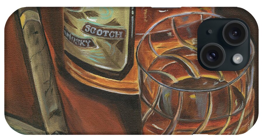 Scotch iPhone Case featuring the painting Scotch and Cigars 3 by Debbie DeWitt
