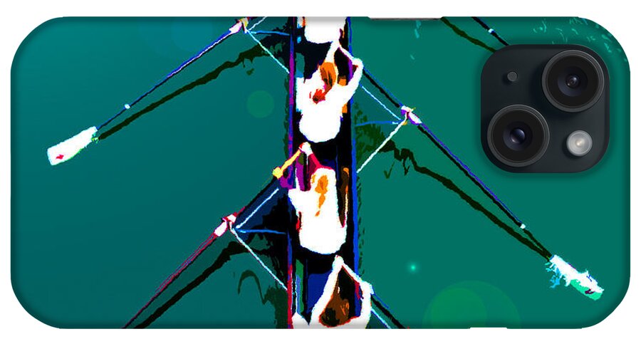 Rowing iPhone Case featuring the painting Rowing in the sun by David Lee Thompson