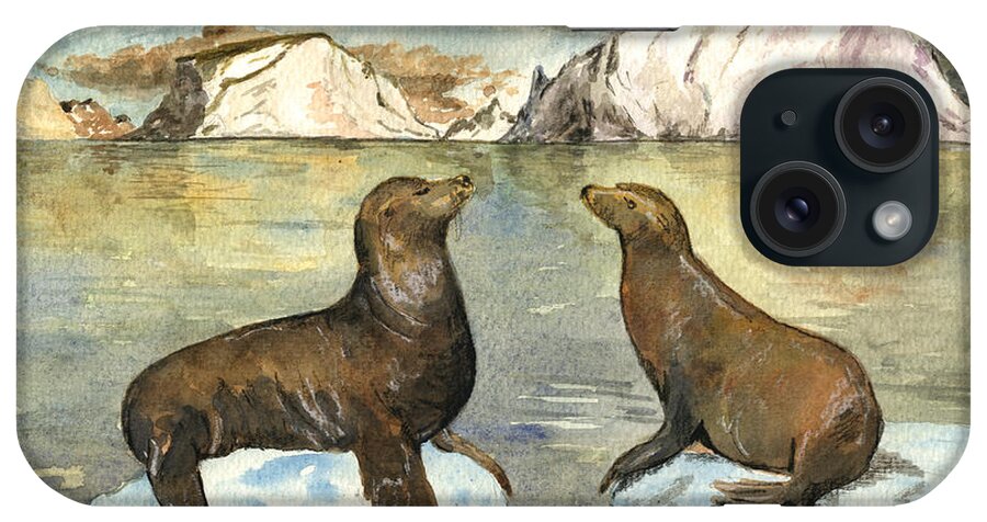 Sea Lion iPhone Case featuring the painting Sea lions by Juan Bosco