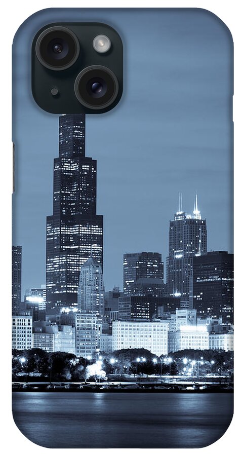Chicago Skyline iPhone Case featuring the photograph Sears Tower in Blue by Sebastian Musial