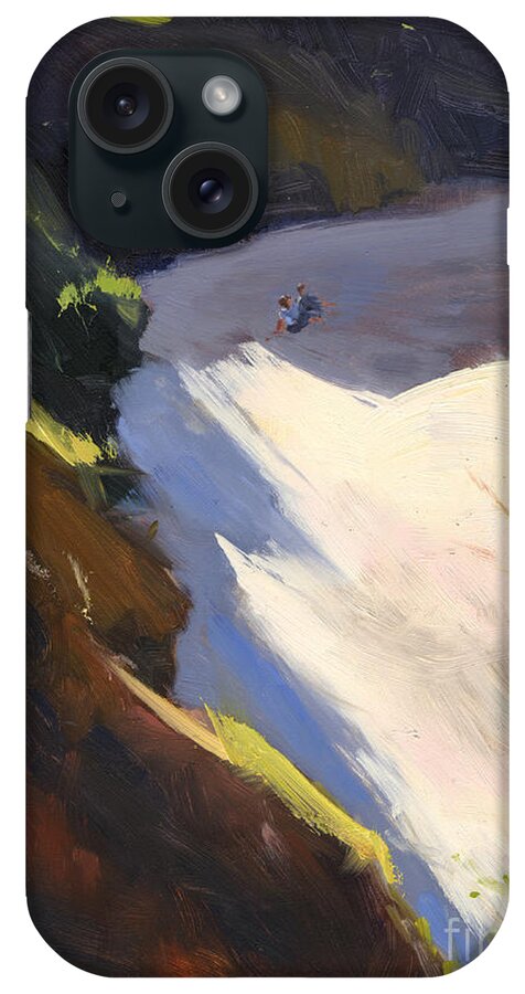 Australian Beach iPhone Case featuring the painting Seascape Drama after Colley Whisson by Nancy Parsons