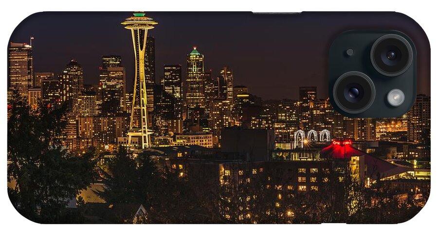 Seattle iPhone Case featuring the photograph Seattle Night Lights by Gene Garnace