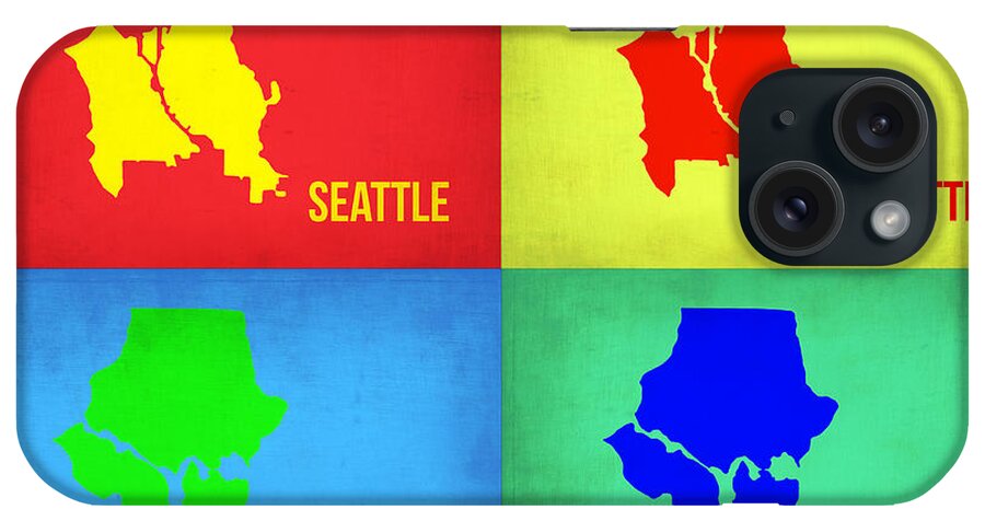 Seattle Map iPhone Case featuring the painting Seattle Pop Art Map 1 by Naxart Studio
