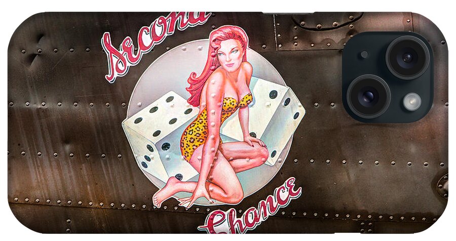 Aircraft Nose Art iPhone Case featuring the photograph Second Chance - Aircraft Nose Art - Pinup girl by Gary Heller