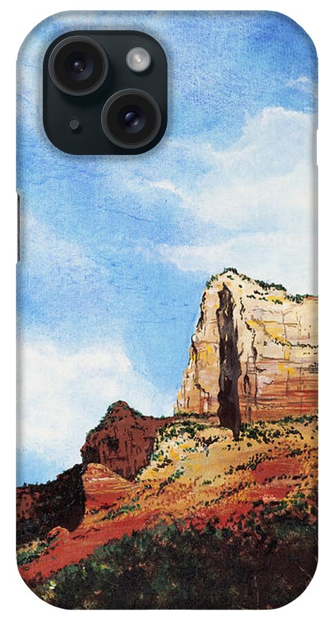 Sedona Arizona iPhone Case featuring the painting Sedona Mountains by Mary Palmer