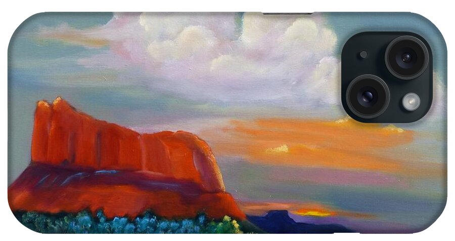 Red Rocks iPhone Case featuring the painting Angels At Sunset by Nataya Crow