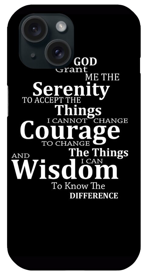 Serenity Prayer iPhone Case featuring the painting Serenity Prayer 5 - Simple Black And White by Sharon Cummings