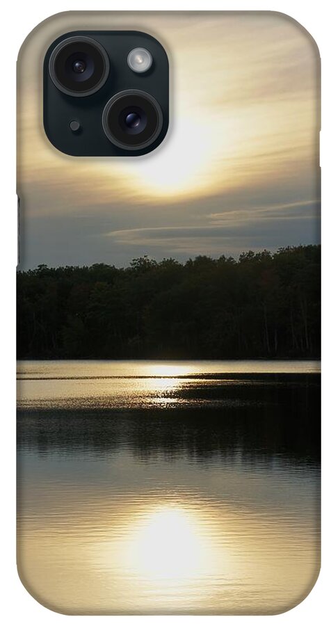 Sun iPhone Case featuring the photograph Setting Sun Reflections on Lake by Lilliana Mendez