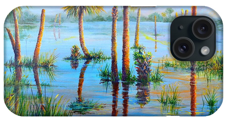Viera Wetlands iPhone Case featuring the painting Settling in Viera by AnnaJo Vahle