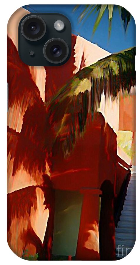Abstract Art iPhone Case featuring the painting Shadows of Palm Leaves by John Malone