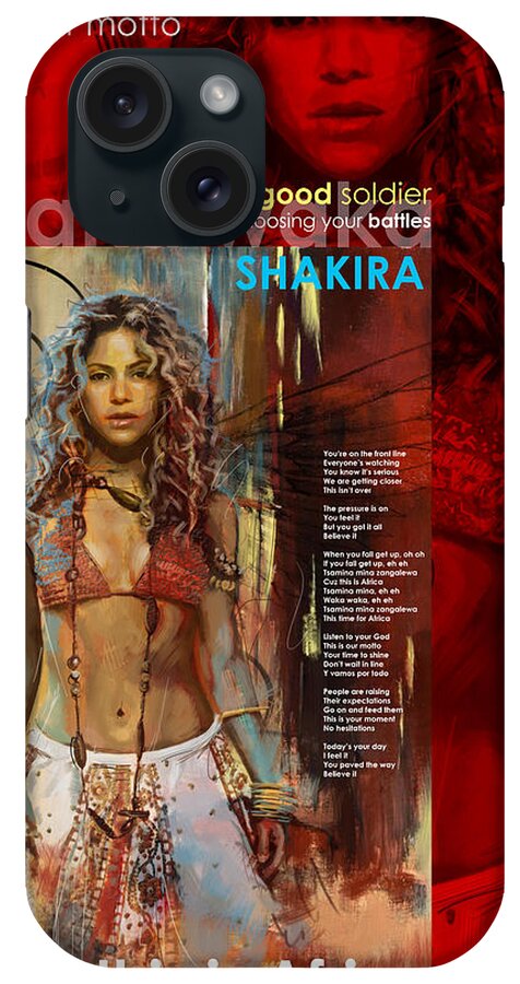 Shakira iPhone Case featuring the painting Shakira Art Poster by Corporate Art Task Force