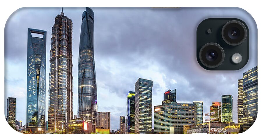 Downtown District iPhone Case featuring the photograph Shanghai Skyline by Junyyeung