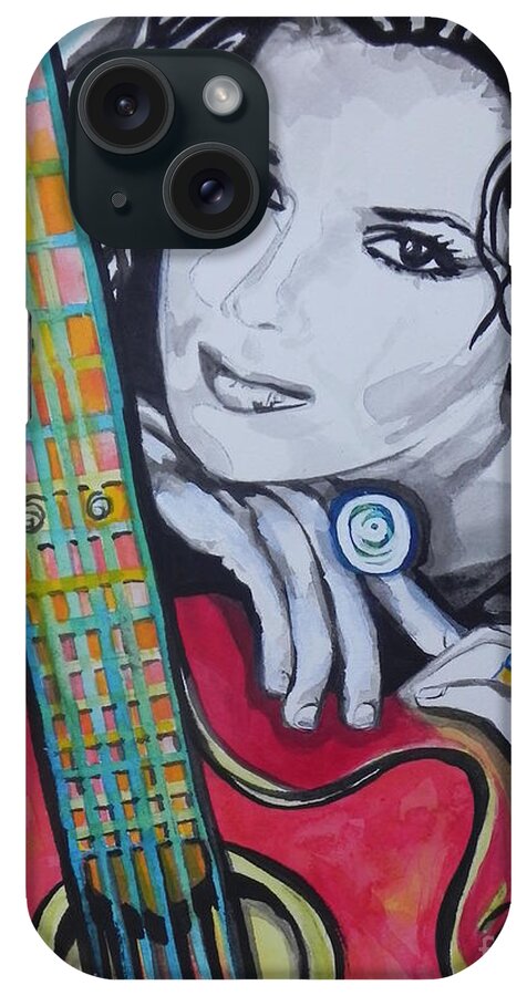 Watercolor Painting iPhone Case featuring the painting Shania Twain by Chrisann Ellis