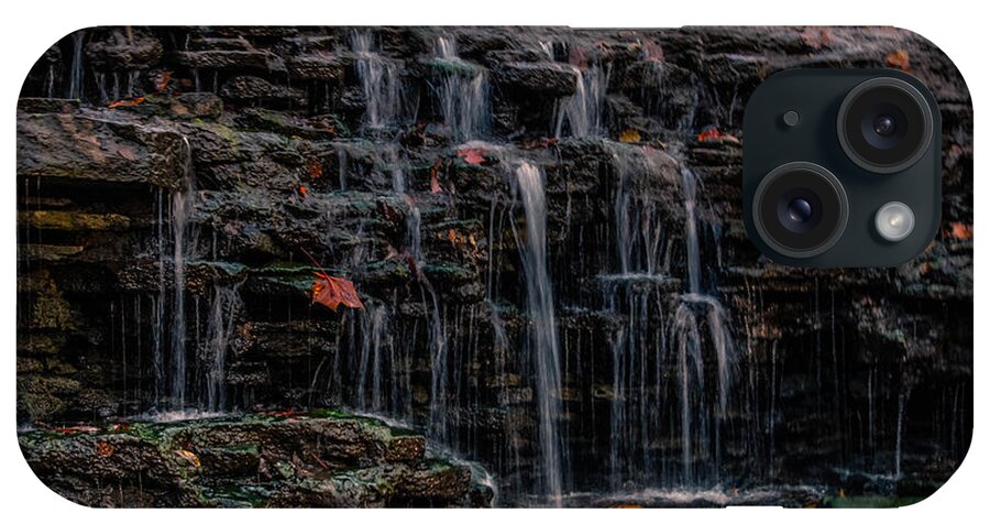 sharon Woods cathy Donohoue Photography autumn Colors autumn Leaves fall Colors fall Leaves iPhone Case featuring the photograph Sharon Woods Waterfall by Cathy Donohoue