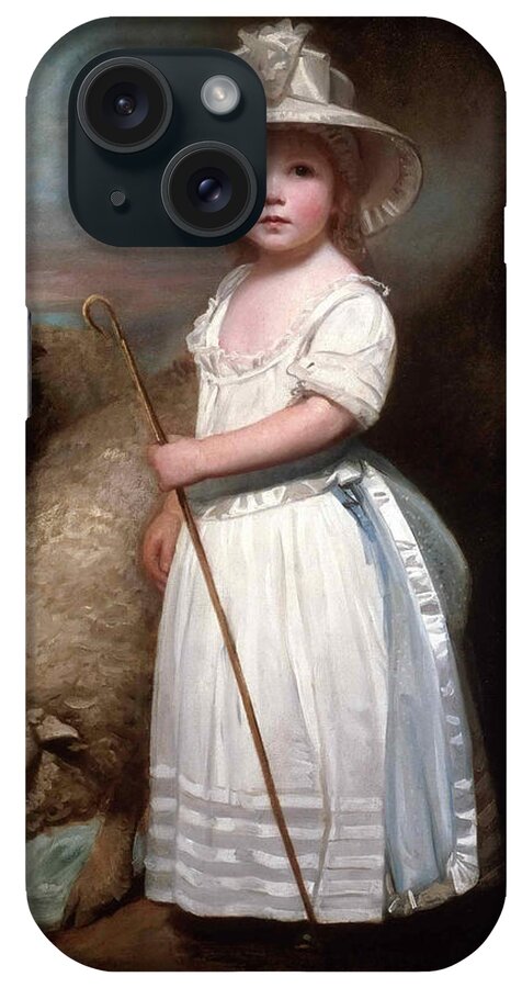 George Romney iPhone Case featuring the painting Shepherd Girl. Little Bo-Peep by George Romney