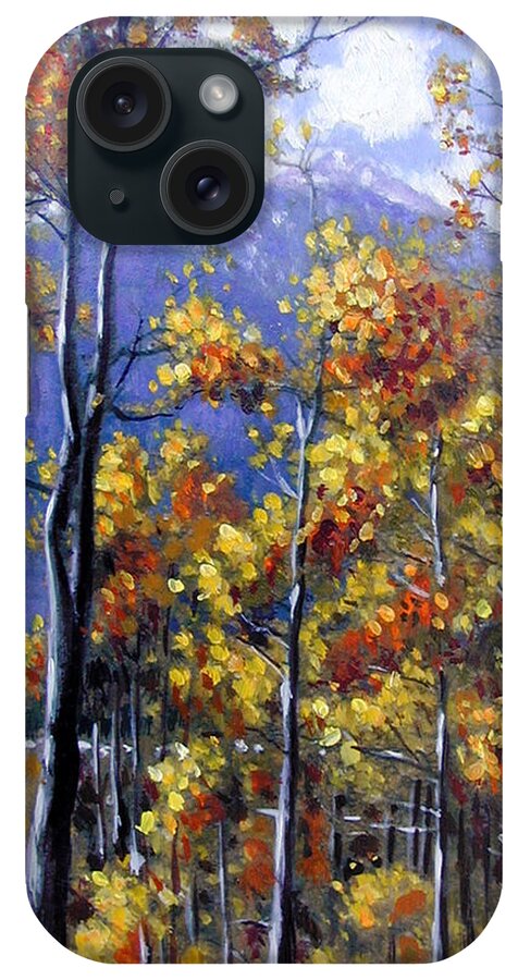 Aspens iPhone Case featuring the painting Shimmering Aspens by John Lautermilch