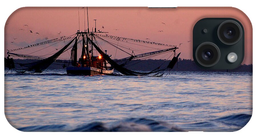 Shrimp Boat iPhone Case featuring the photograph Shimp Boat returning to Port by Peter DeFina