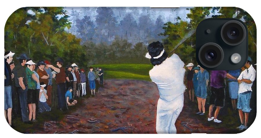 Golf iPhone Case featuring the painting Shot Heard Around The World by Jerry Walker