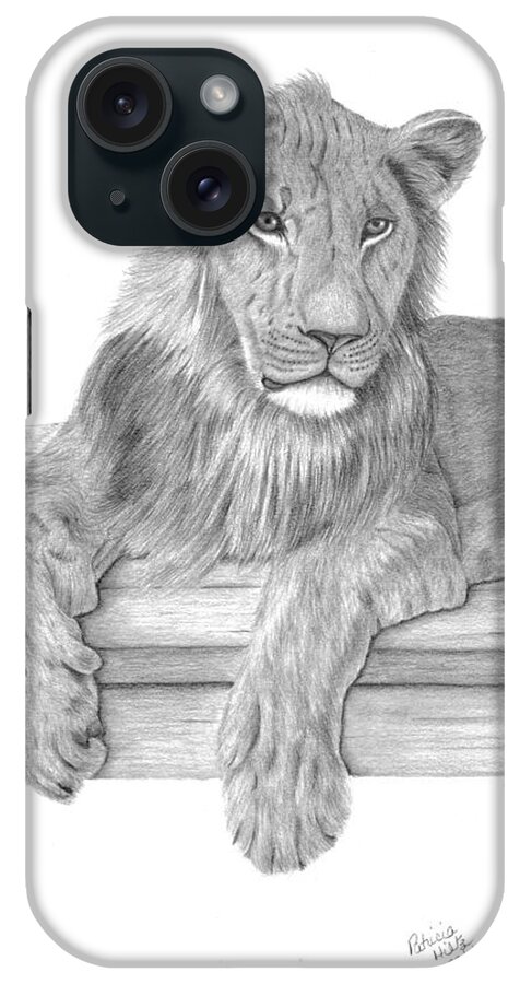 Lion iPhone Case featuring the drawing Strek The Future King by Patricia Hiltz