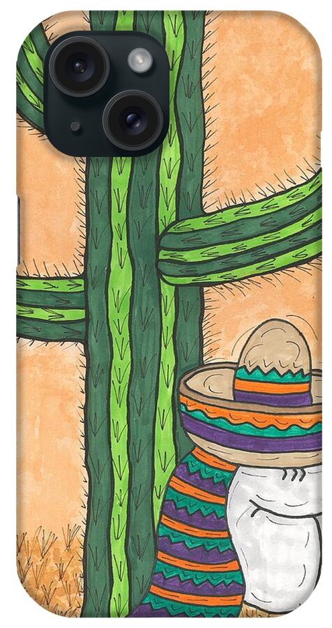 Saguaro iPhone Case featuring the painting Siesta Saguaro Cactus Time by Susie Weber