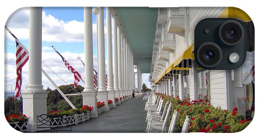 Mackinaw Island iPhone Case featuring the photograph Silent Rockers at The Grand Hotel by Liz Evensen