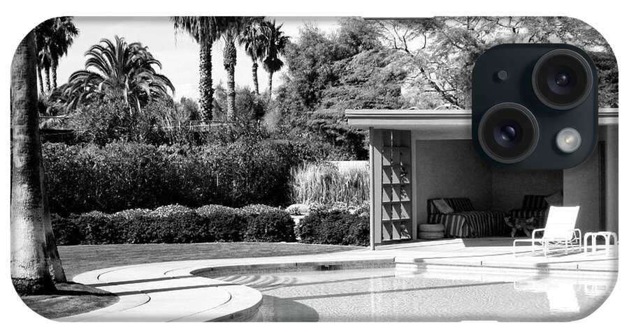 Sinatra House iPhone Case featuring the photograph SINATRA POOL AND CABANA NOIR Palm Springs CA by William Dey