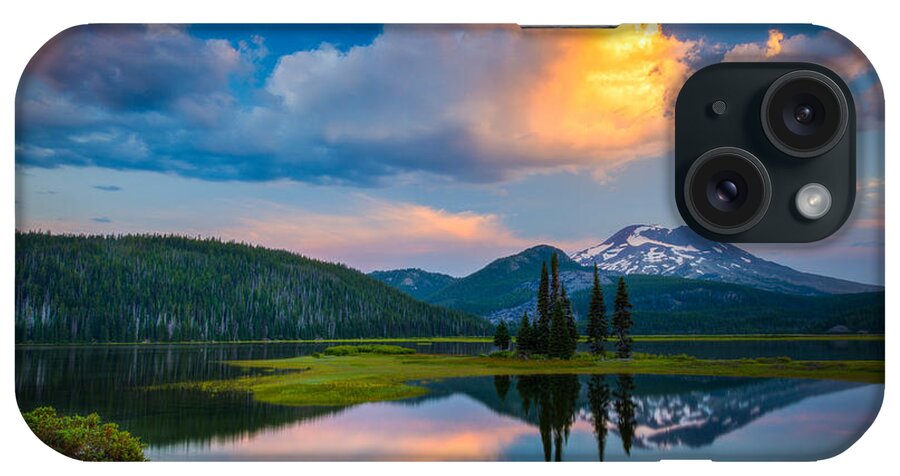 Mountain iPhone Case featuring the photograph Sister Sunrise at Sparks Lake by Chris McKenna