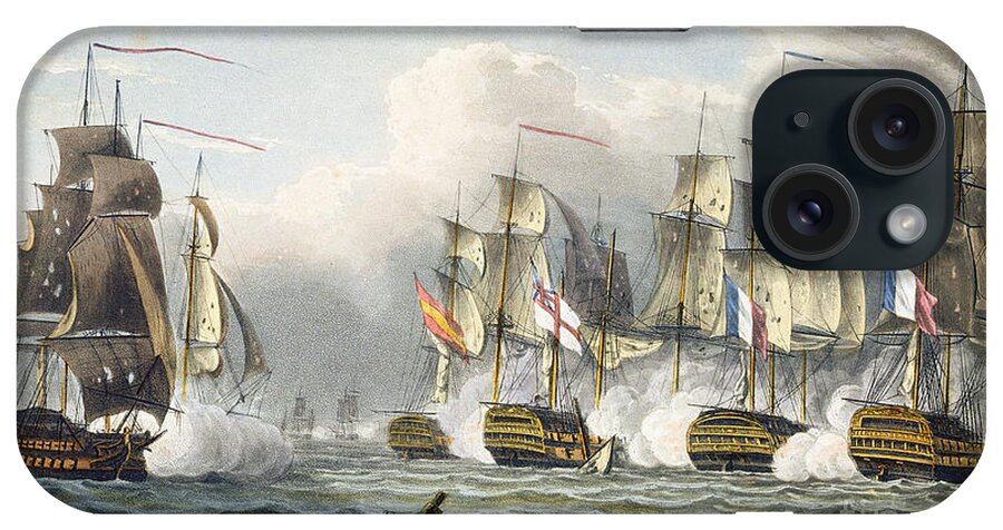 Naval iPhone Case featuring the painting Situation of the HMS Bellerophon by Thomas Whitcombe