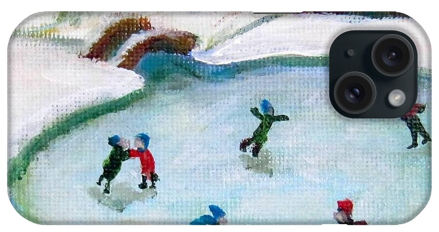 Ice Skate iPhone Case featuring the painting Skating Pond by Laurie Morgan