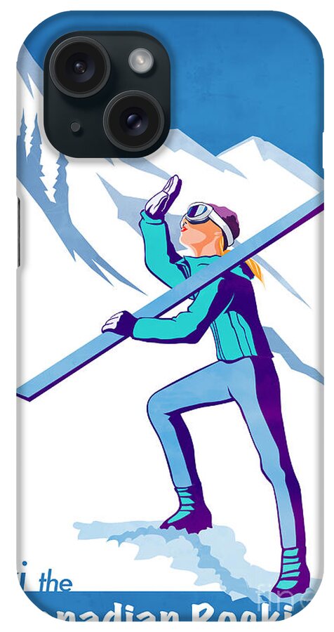 Ski Poster iPhone Case featuring the painting Ski the Rockies by Sassan Filsoof