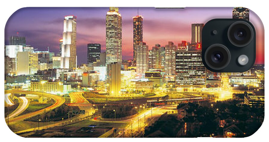Photography iPhone Case featuring the photograph Skyline, Evening, Dusk, Illuminated by Panoramic Images