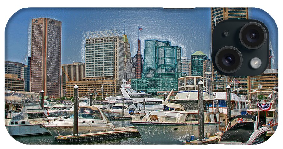 Baltimore iPhone Case featuring the photograph Skyline from the docks plastic wrap effect by Andy Lawless
