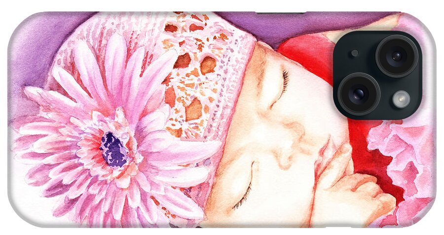Sleeping Baby iPhone Case featuring the painting Sleeping Baby by Irina Sztukowski