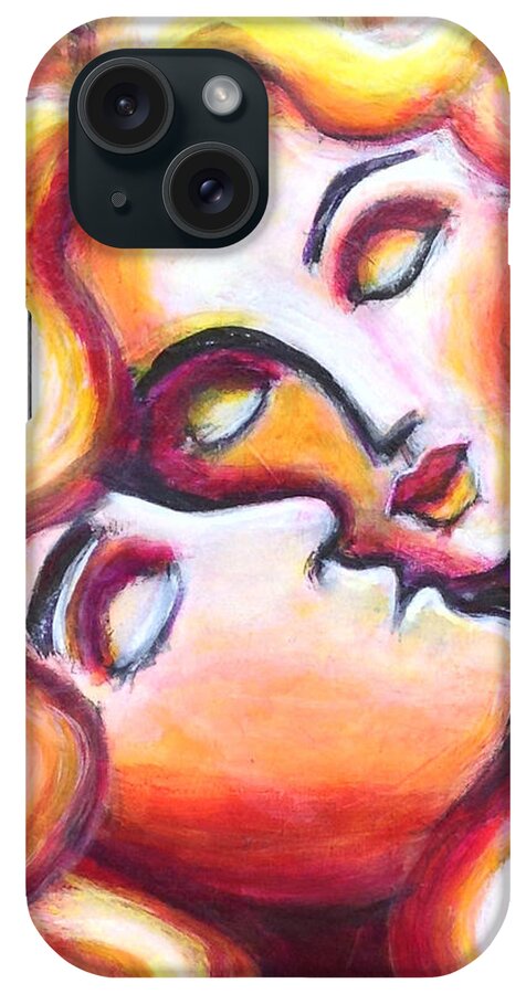 Sleeping Lovers iPhone Case featuring the painting Sleeping lovers by Anya Heller