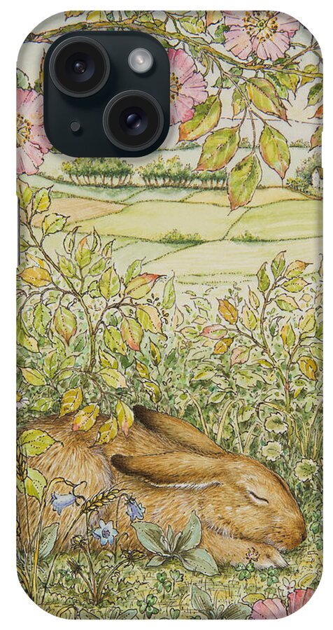 Rabbit iPhone Case featuring the painting Sleepy Bunny by Lynn Bywaters
