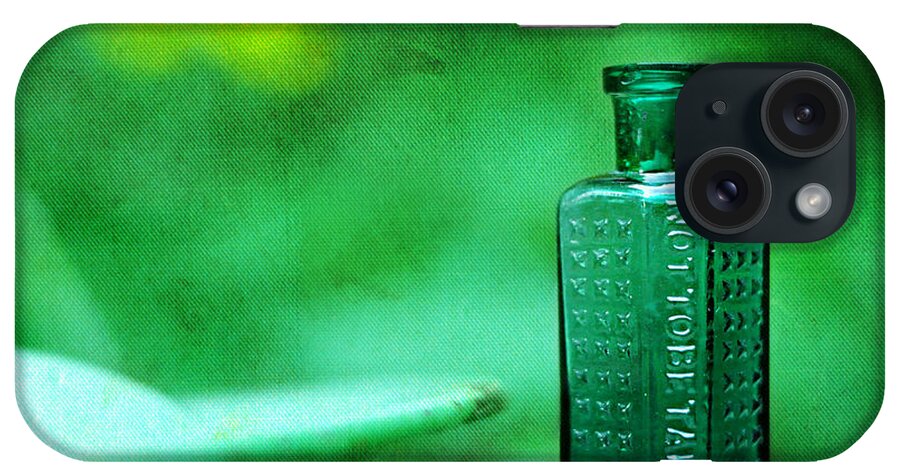 not To Be Taken iPhone Case featuring the photograph Small Green Poison Bottle by Rebecca Sherman