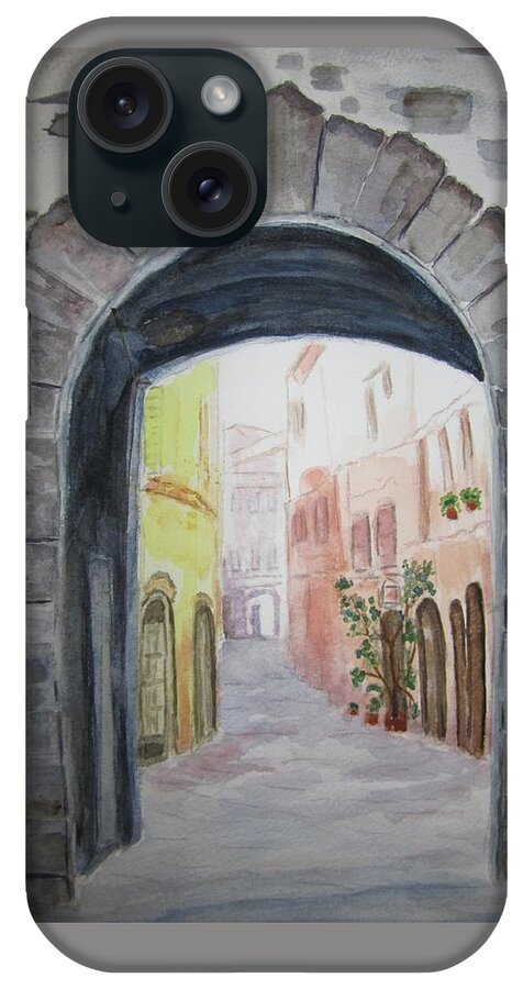 Italy iPhone Case featuring the painting Small Village in Italy by Elvira Ingram