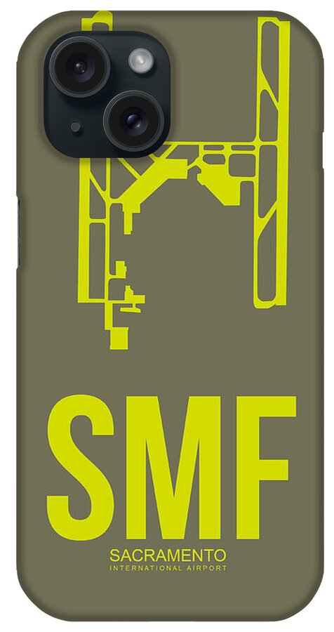 Sacramento iPhone Case featuring the digital art SMF Sacramento Airport Poster 3 by Naxart Studio