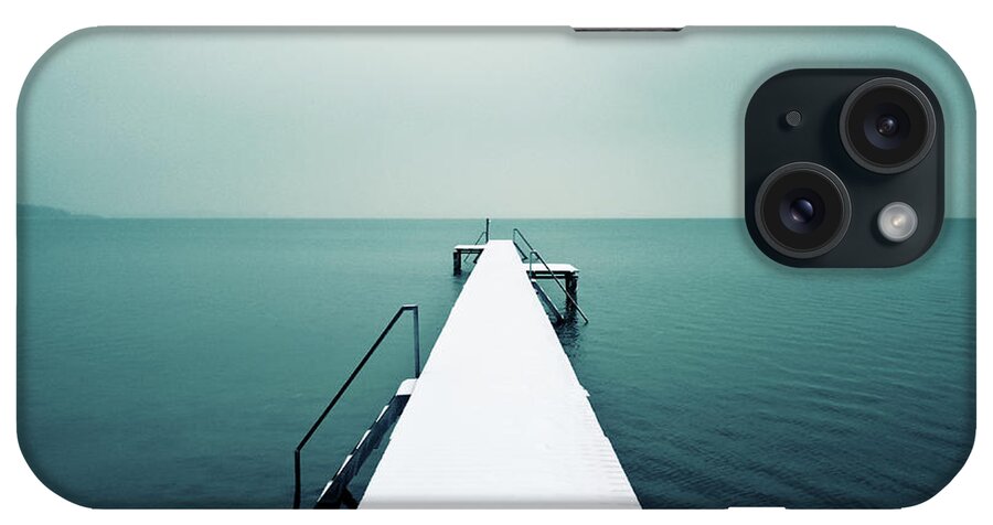 Tranquility iPhone Case featuring the photograph Snow Covered Jetty by Daitozen