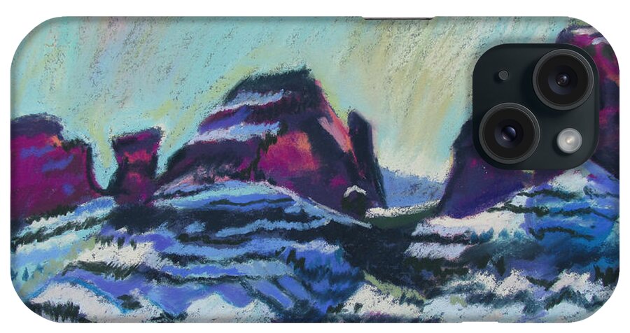 Sedona iPhone Case featuring the painting Snow On Peaks by Linda Novick
