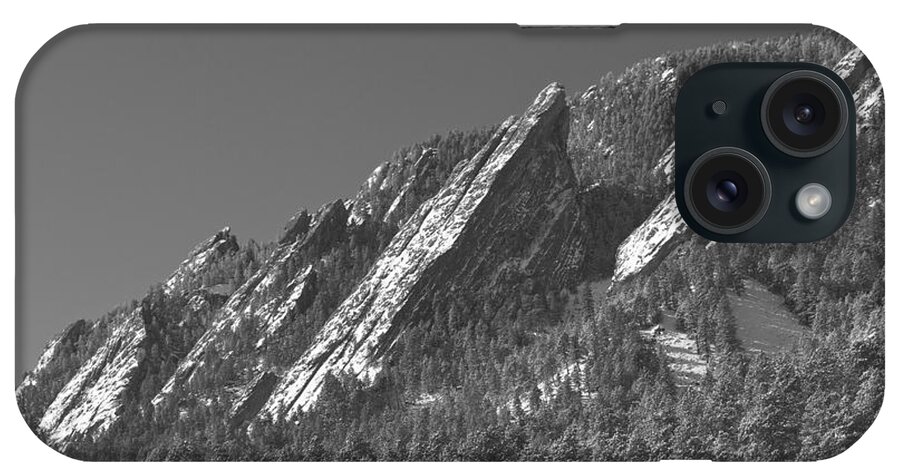 Flatirons iPhone Case featuring the photograph Snow Powder Dusted Flatirons Boulder CO BW by James BO Insogna