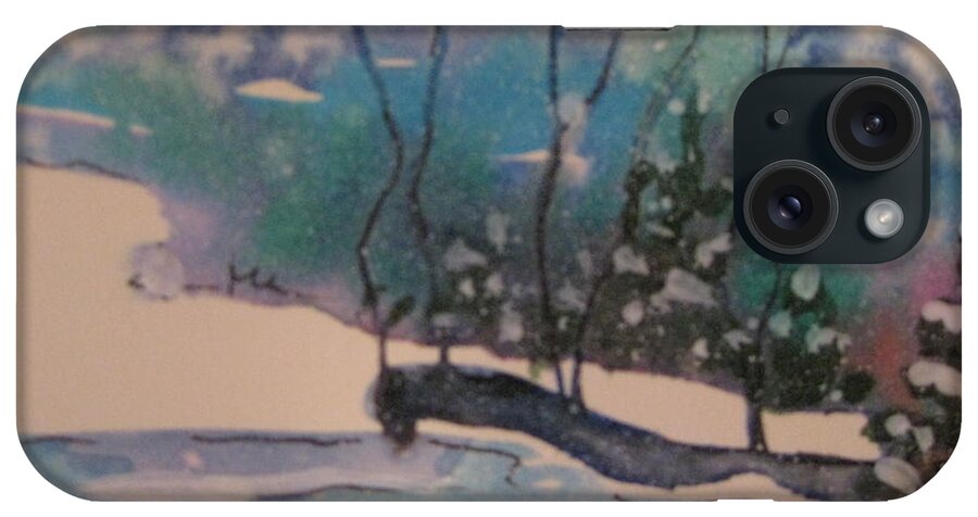 Blues iPhone Case featuring the painting Snow Reflections by Gretchen Allen