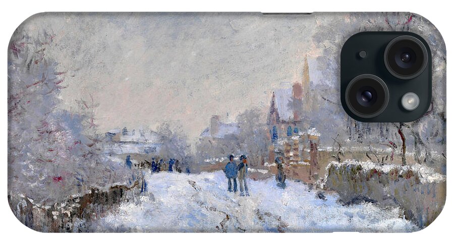 Claude Monet iPhone Case featuring the painting Snow Scene at Argenteuil by Claude Monet