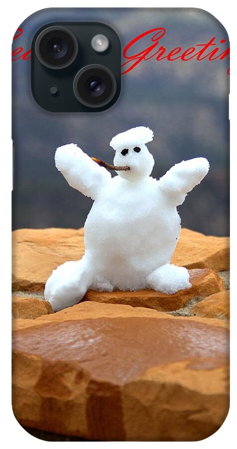 1101 iPhone Case featuring the photograph Snowball Snowman by Gordon Elwell