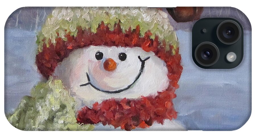 Snowman iPhone Case featuring the painting Snowman II - Christmas Series by Cheri Wollenberg