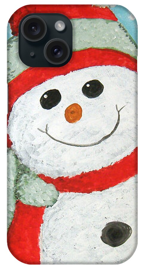 Snowman iPhone Case featuring the painting Snowman by Lee Owenby